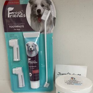 Fresh Friends Dog Toothbrush & Toothpaste Kit, Dog Teeth beef flavor 2pc, dogs